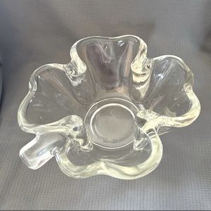 Beautiful Vintage (1950’s) Four Leaf Clover Thick Glass Candy Dish